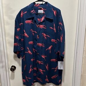 Tommy Bahama Men's Blue and Red Lobster Print Dress Shirt